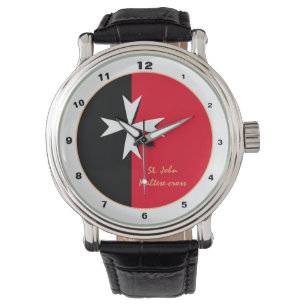 Montre Maltese Cross & Malte Drapeau tendance mode / desi