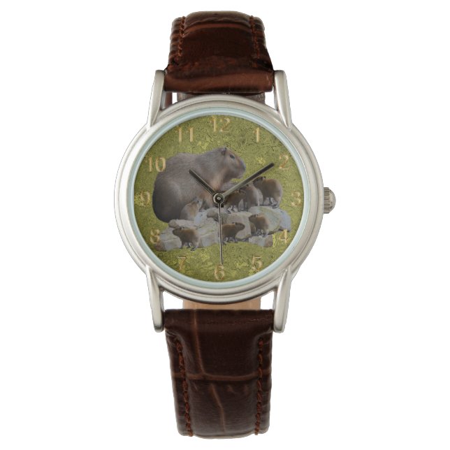 Montre Maman Capybara Avec Bébés, Femmes Montre-Poignets (devant)