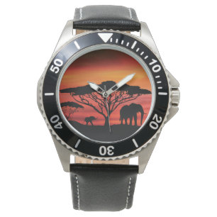Montre Maman et bébé éléphant dans le Serengeti