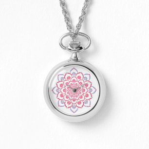 Montre Mandala à points violets et roses