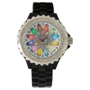 Montre Mandala coloré avec chiffres arabes