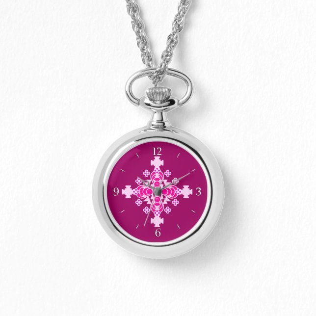 Montre Mandala en quatre points - rose pâle et prune (Recto)
