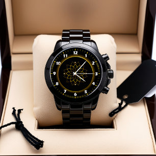 Montre Mandala Noir et Or - Montre Artistique