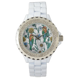 Montre Mangeurs d'abeilles, papillons bleus et marguerite
