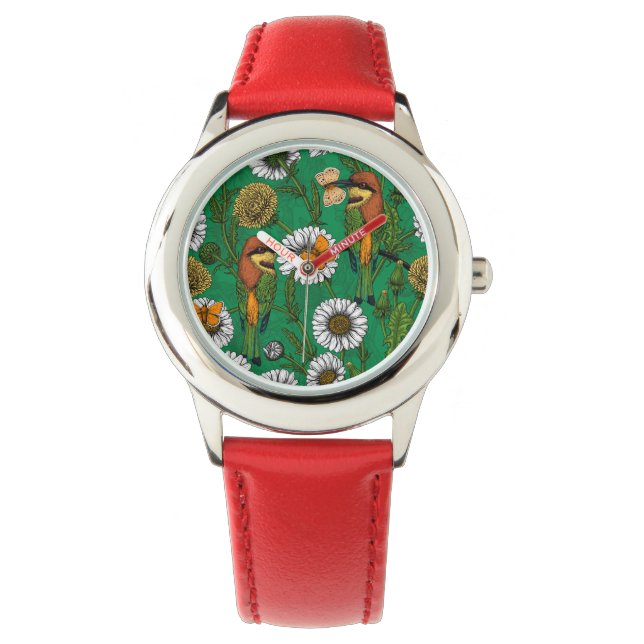 Montre Mangeurs d'abeilles sur une prairie printanière (devant)
