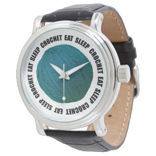 Montre Mangez le Crochet Fil Ball Turquoise Texte gras