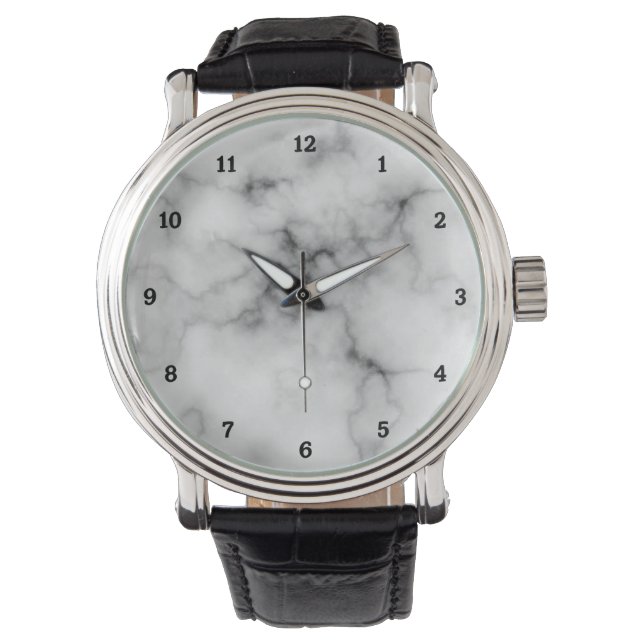 Montre Marbre blanc et noir simulé (devant)