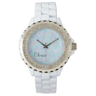 Montre marbre blanc violet rose élégant