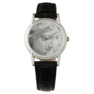 Montre *~* Marbre en cuir noir féminin Beau ange