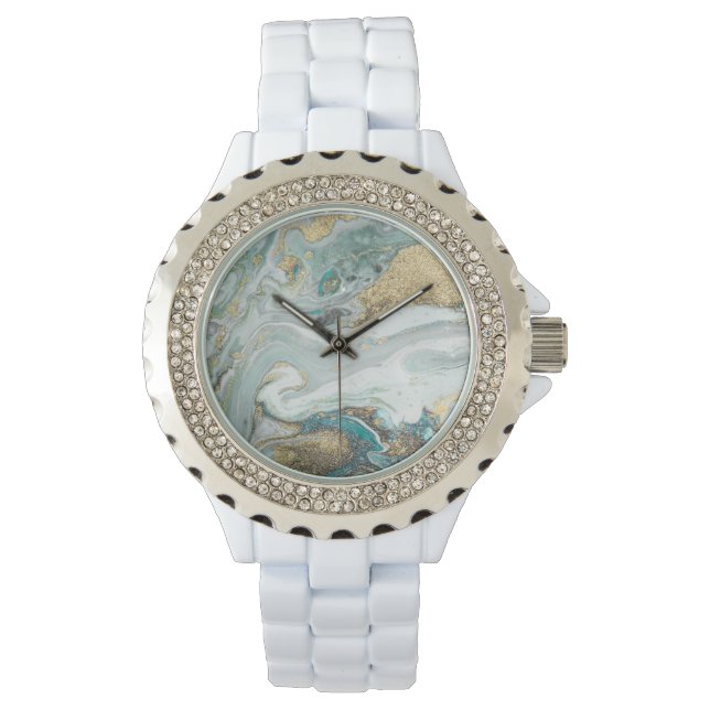 MONTRE MARBRE OPAL BLEU SPARKLE DIAMONTE 2 BAND WATT (devant)
