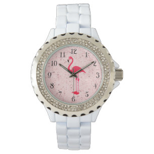 Montre Marbre rose rose Elégant Flamant rose Montre-poign