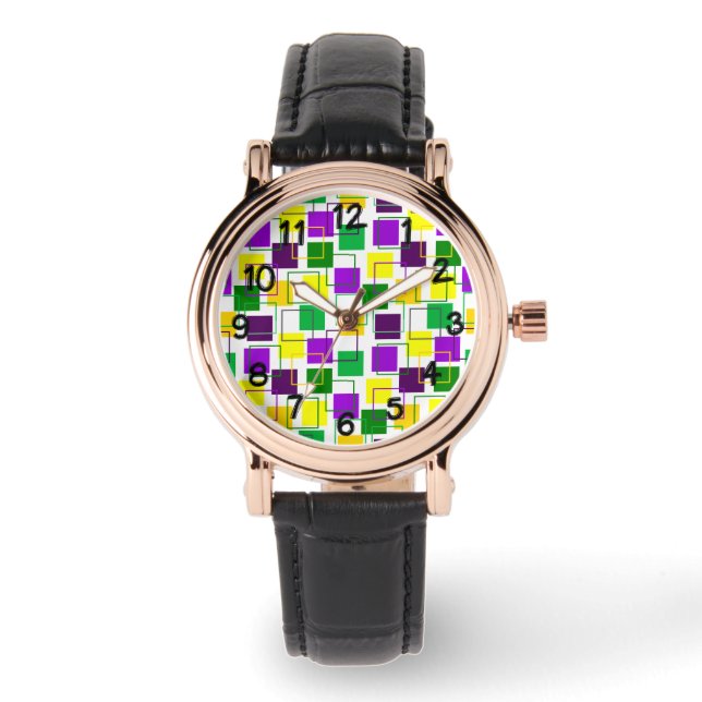 Montre Mardi Gras Carrés et grands titres (Recto)