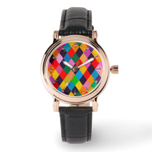 Montre MARDI GRAS HARLEQUIN MOTIF coloré Rhombi
