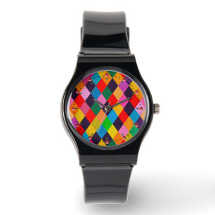 Montre MARDI GRAS HARLEQUIN MOTIF coloré Rhombi Watc