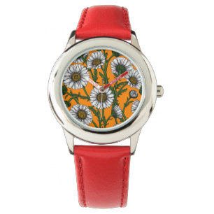 Montre Marguerites sur orange
