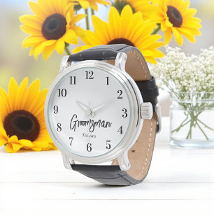 Montre Mariage de script noir blanc Groomsman