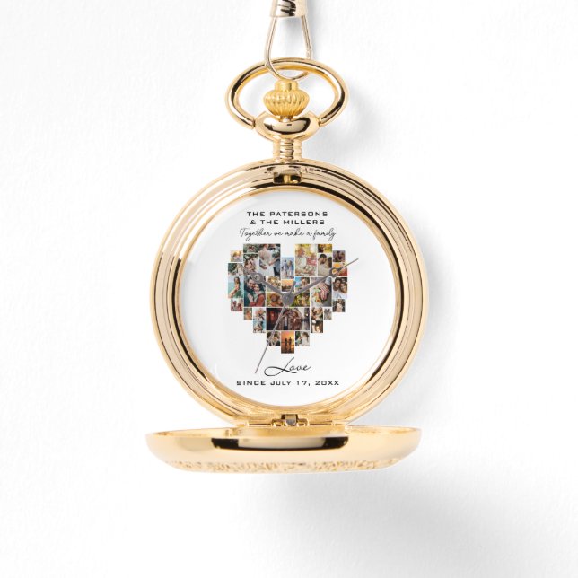 Montre Mariage Famille Anniversaire Coeur Photo Collage (Recto)