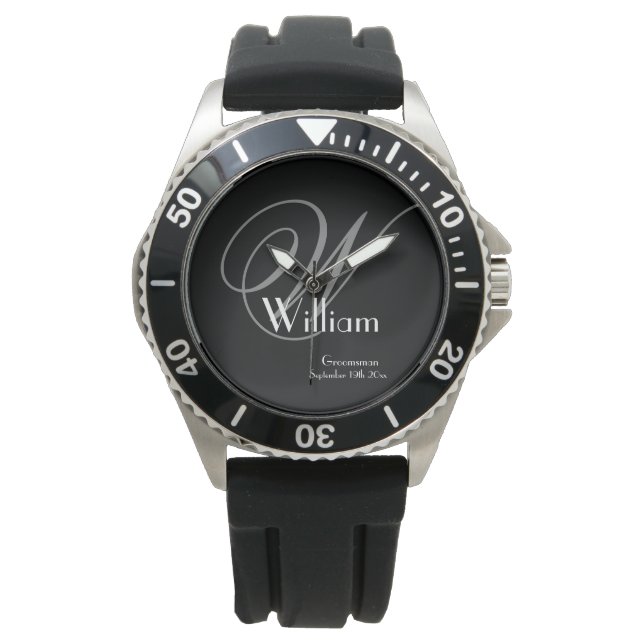 Montre Mariage Groomsman Cadeau Cool Monogramme Sport cla (devant)