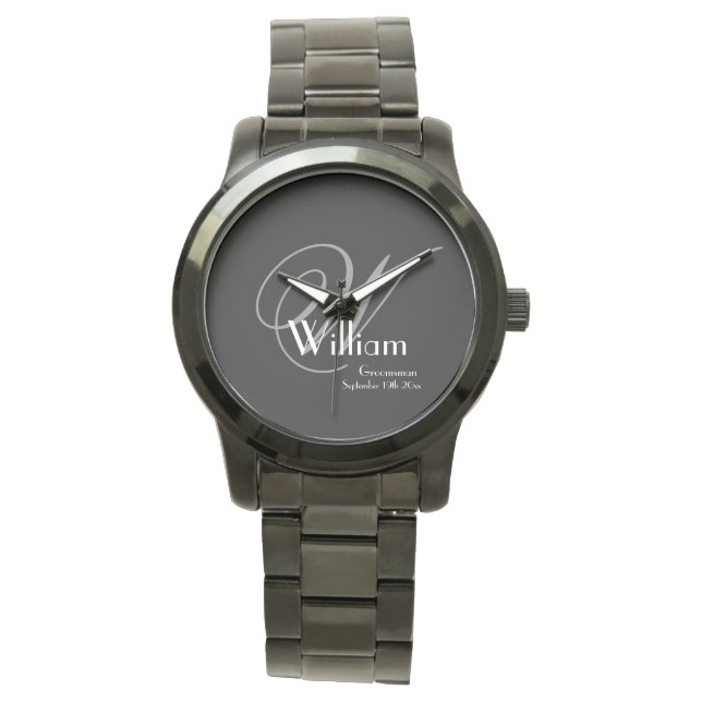 Montre Mariage Groomsman Cadeau Moderne Monogramme Cool N (devant)