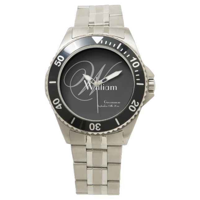 Montre Mariage Groomsman Cadeau Monogramme Cool moderne S (devant)
