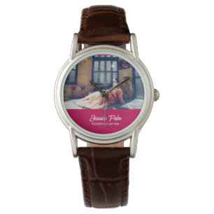 Montre Mariage photo personnalisé rose