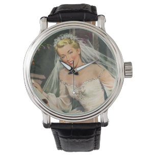 Montre Mariage Vintage, Mariée Rétro avec Fille aux Fleur