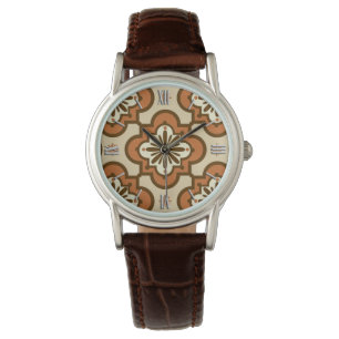 Montre Marocain motif en carreaux - Rust et Tan