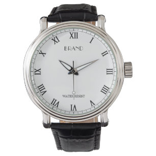Montre Marque personnalisée Hommes en cuir noir Vintage