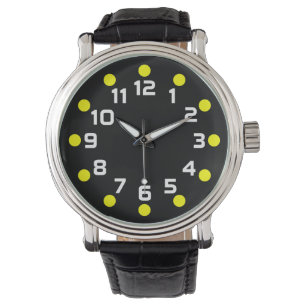Montre Marqueurs de points - Jaune et blanc sur noir