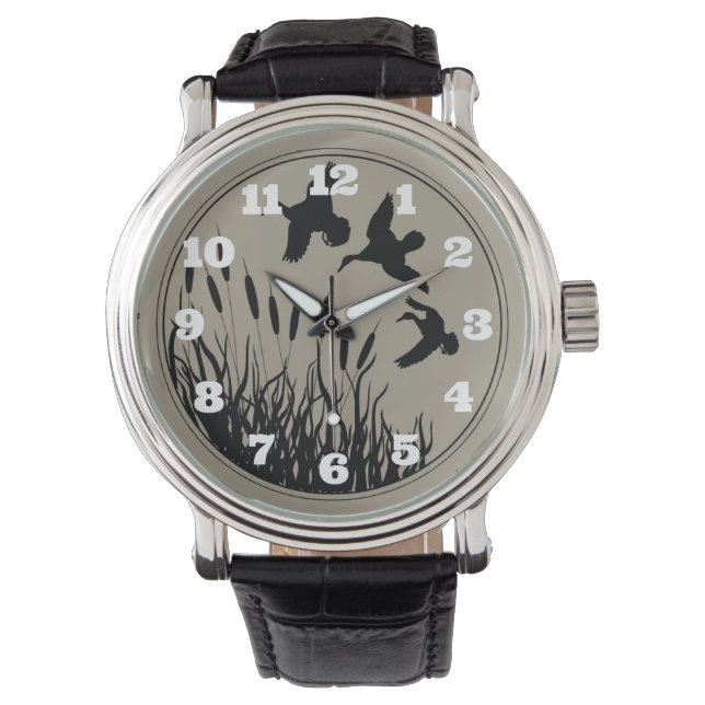 Montre Masculine Brown Tan Canards Volant Chasseur de can (devant)