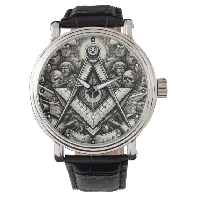 Montre Masonic Freemason Carré Et Compass Watch (devant)