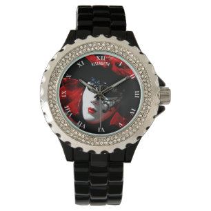 Montre Masque rouge traditionnel coloré de carnaval de