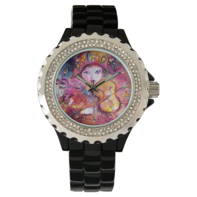 MONTRE MASQUÉRADE VÉNÉTIENNE / HARLEQUIN JOUER AU VIOLIN (devant)