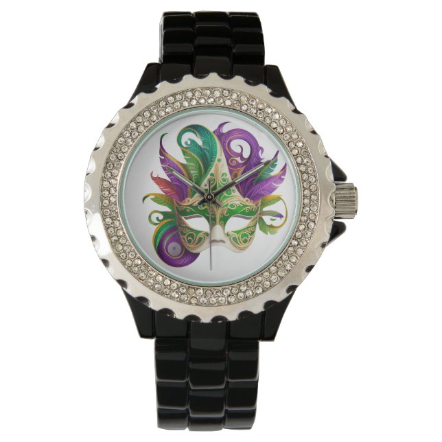 MONTRE MASQUES DE VISAGE MARDI GRAS AUX COULEURS CLAIRES (devant)