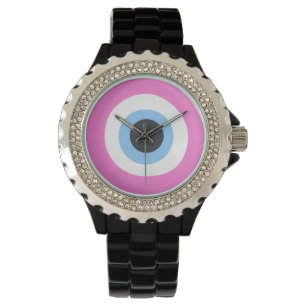 Montre mauvais œil rose