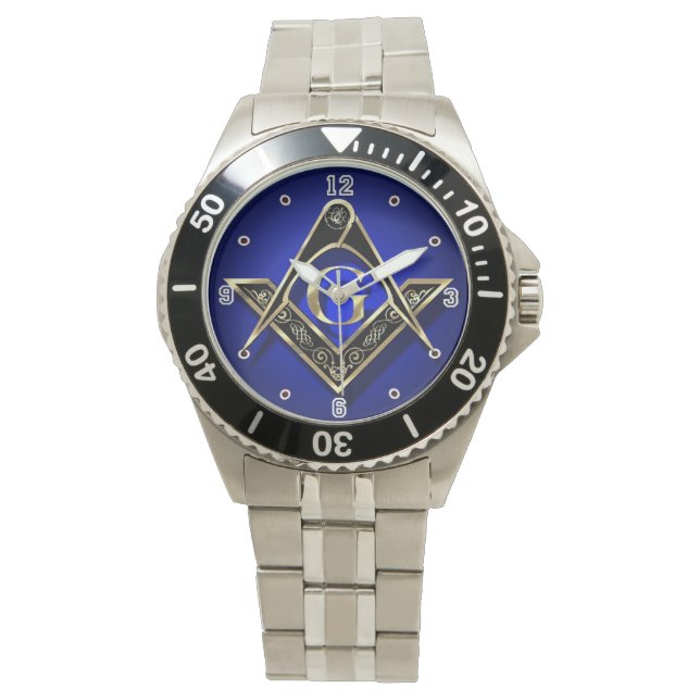 Montre McKim Carré Compas Noir & Or (devant)