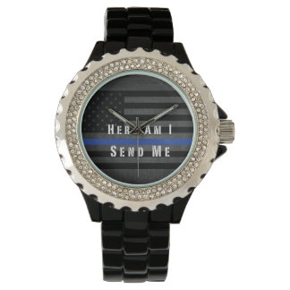 Montre Me voici, je m'envoie Mince Ligne Bleue