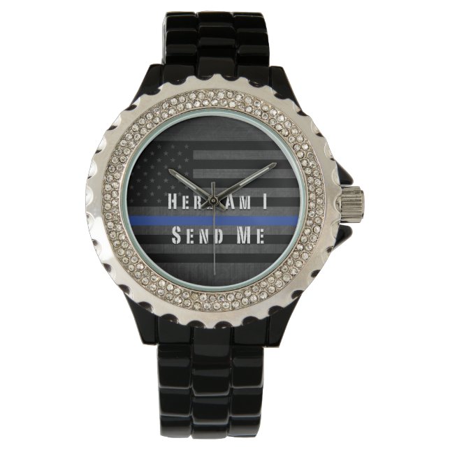 Montre Me voici, je m'envoie Mince Ligne Bleue (devant)