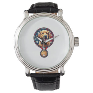 Montre Médaille de Retriever doré patriotique Vintage Tee