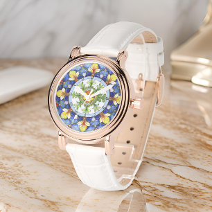Montre Médaillon Vibrant Feuilles symétriques Floral Majo