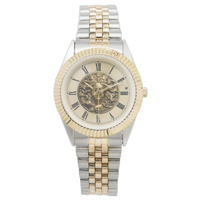 Montre Méduse mythologie grecque Or argent Veille électro (devant)