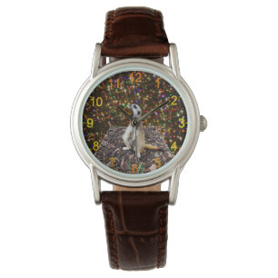 Montre Meerkat Twinkle Etoiles, femmes en cuir Wristwatch