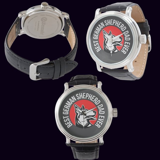 Montre Meilleur berger allemand papa jamais (Créateur téléchargé)