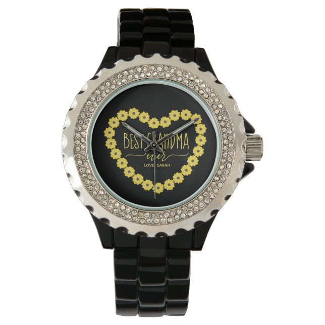 Montre Meilleur Grand-Mère jamais Sunflower Heart Personn (devant)