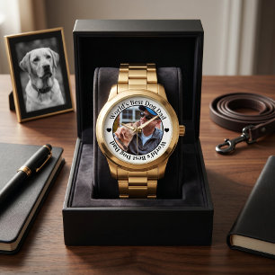 Montre Meilleur Papa Chien au Monde Moderne Élégant Noir