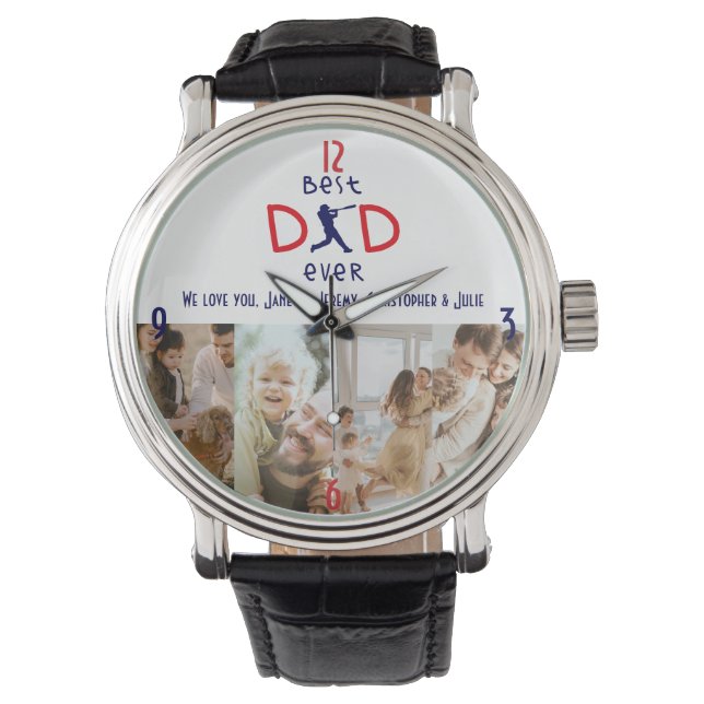Montre Meilleur papa jamais Photo Cool Unique Fête des pè (devant)