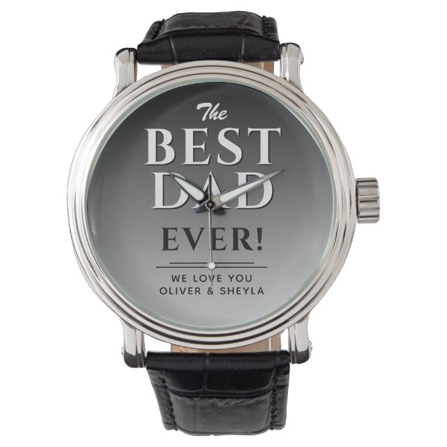 Montre Meilleur papa Typographie noir et blanc Fête des P (devant)