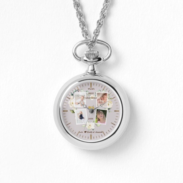 Montre Meilleure grand-mère photo Floral World's Day (Recto)