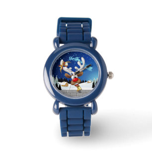 Montre Mème de Noël drôle de renne qui regarde par-dessus