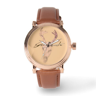 Montre Men’s Rose Gold Vintage Watch with Brown Leather S